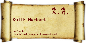 Kulik Norbert névjegykártya